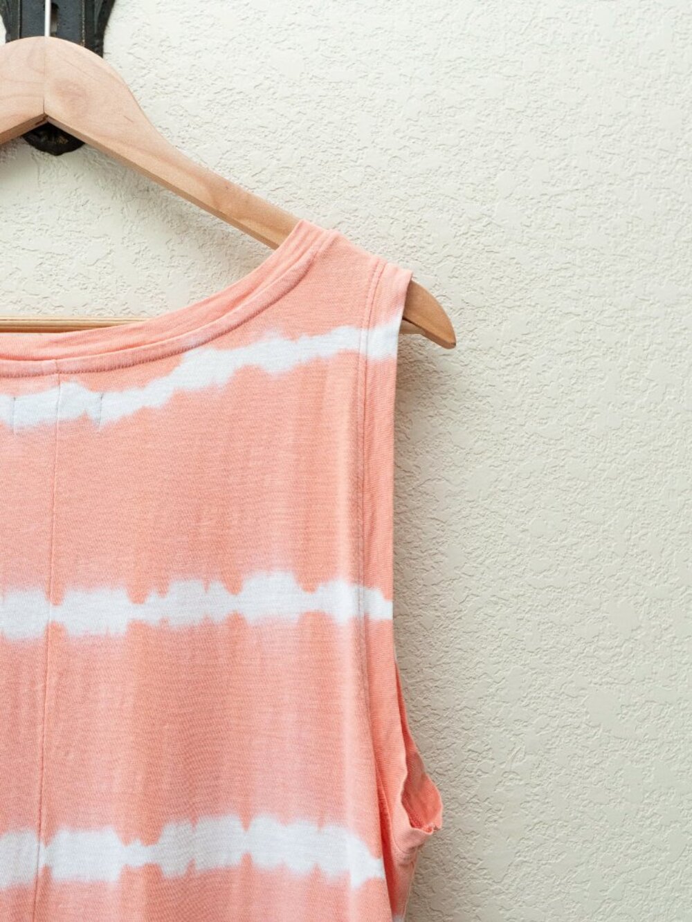 Lane Bryant Tie Dye Dress 14/16 Coral Pink White Sleeveless VNeck Pockets Cotton - Picture 12 of 14